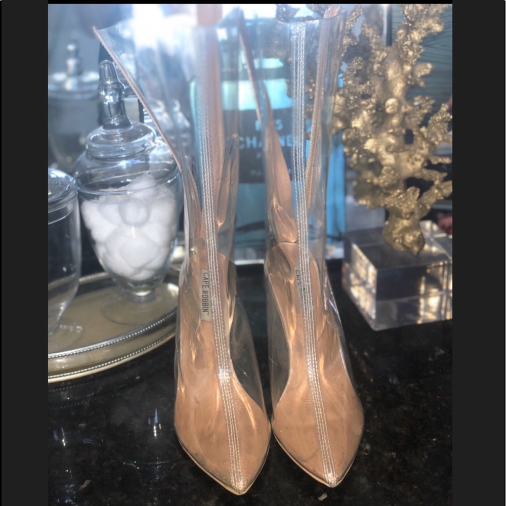 Clear heeled boots